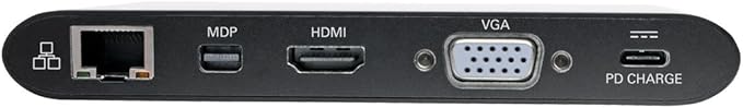 Tripp Lite USB 3.1 Gen 1 USB-C Docking Station w/USB-A HDMI VGA mDP Gigabit Ethernet MEM Card 3.5mm &amp USB-C PD Charging Black Housing USB C USB Type C USB Type-C (U442-DOCK1B)