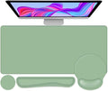 4 PCS Mouse Pad Desk Mat Protector Keyboard Wrist Rest + Comfortable Mouse Pad with Wrist Rest +Coaster Large Gaming Mousepad for Computer Laptop 35.4 X15.7 Deskpad for Office Home I Sage Green