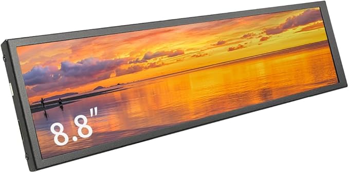 8.8 inch Monitor PC Case Temperature Display mini Ultra Wide Secondary Screen Long Stretched Bar Display AIDA64 PC Sensor Panel 1920x480 Small Temp Monitor for RPi CPU Monitoring