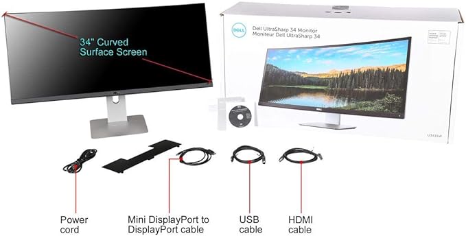 Dell U3419w Ultrasharp 34-Inch WQHD (3440x1440) Curved IPS USB-C Monitor Black