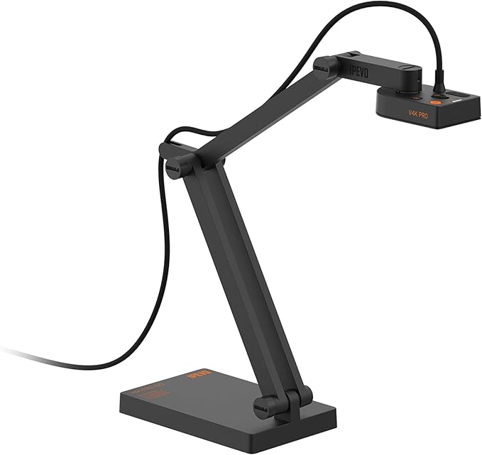 IPEVO V4K PRO 120 4K USB Document Camera 120-degree FOV Lens Sony CMOS Sensor Swift Autofocus AI Noise Reduction Webcam USB Plug and Play Video Conferencing Streaming Work from Home