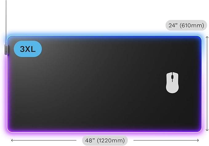 GLORIOUS Gaming Mouse Pad GMP 2 GLED - XL - 2-Zone RGB Lighting InfiniGlow RGB Stitchless Edge Premium Cloth Surface Grippy Rubber Base Optimised for Gaming - 18 x 14 x 0.1 - Large Desk Mat