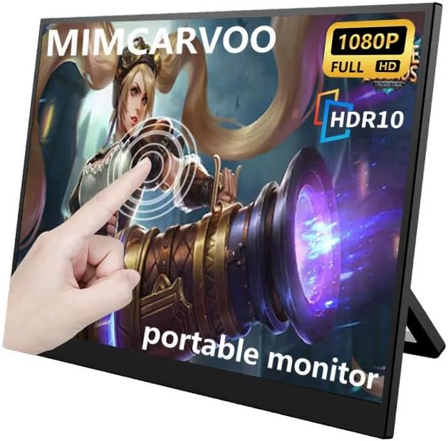 cjc 15.6 FHD Portable Touch Screen Monitor with Kickstand - USB C HDMI External Travel Display for Laptop Phone Gaming Console Second Screen (15.6“ 60Hz)