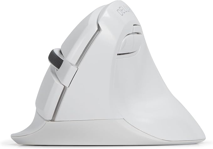 DELUX Wireless Ergonomic Mouse Vertical Mouse for Small Hand Silent Click Ergonomic Mouse Up to 4000 DPI 6 Buttons BT 5.0/2.4G Dual Mode for Carpal Tunnel for Laptop/PC (M618MINI DB-White)