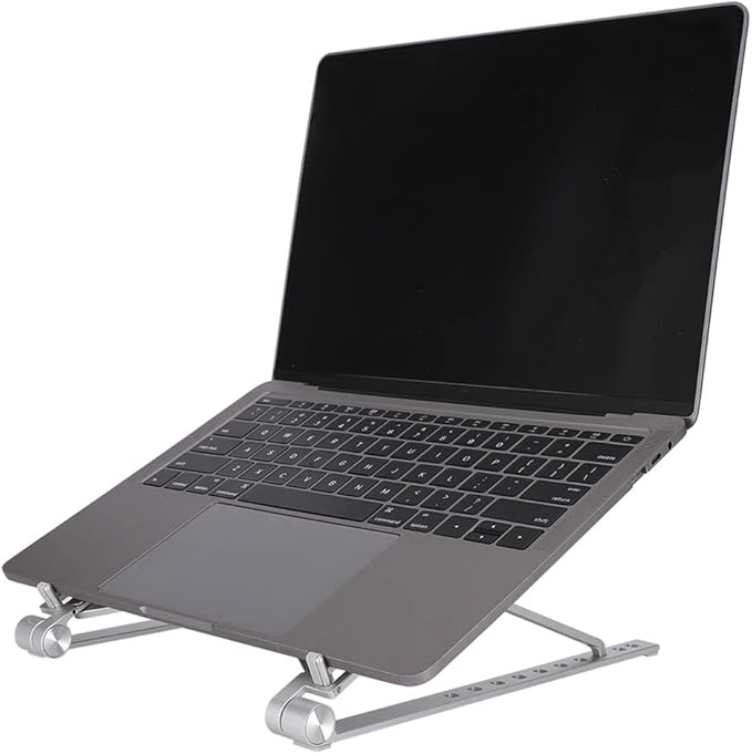 RS - Z83 Aluminium Alloy Notebook Cooling Stand Laptop Heat Dissipation Bracket Adjustable Height Ergonomic Design with Stable Base for Most Laptops Silver Desktop Accessories