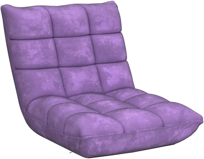 COSTWAY Adjustable Gaming Chair Purple 14-Position Back Support Soft Coral Fleece Portable Lightweight 22 x 24 x 22