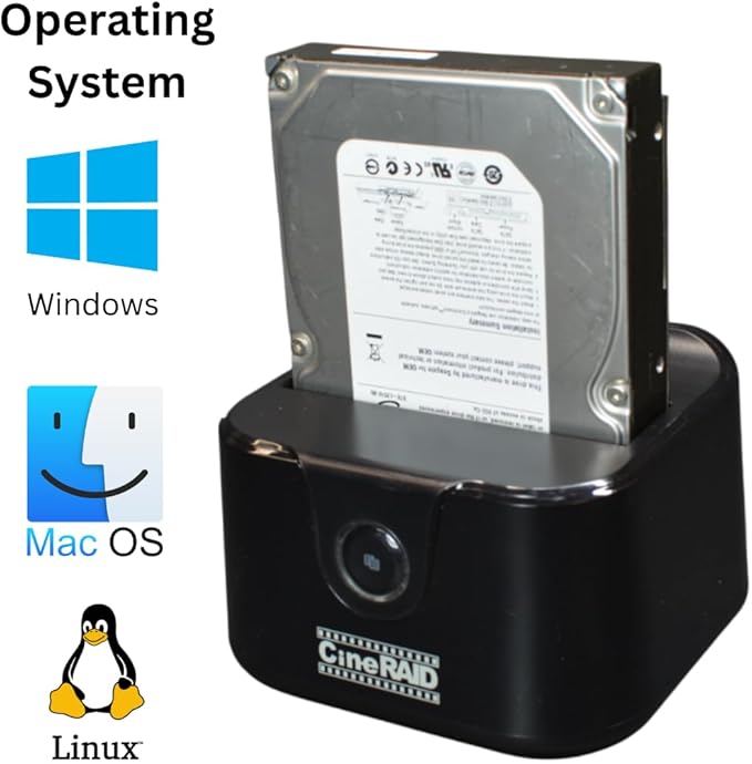 CR-H116 USB 3.2 Gen 1 to SATA External Single Bay Hard Drive Docking Station for 2.5/3.5 HDD/SSd Up to 20TB Type-C Adapter - UASP Supported (5 GB/s) Balck