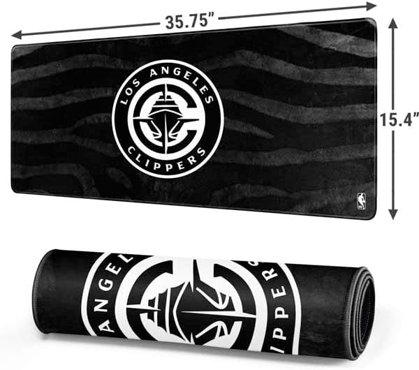 Skinit Extra Large Gaming Mouse Pad - Officially Licensed LA Clippers Animal Print Design with Stitched Edges Waterproof Non-Slip Rubber Base Desk Mat for Keyboard &amp Mouse 35.75 x 15.4 inche