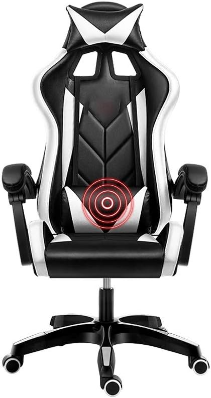 Swivel Chair Gaming Chair Ergonomics Liftable Office Chair Massage Lumbar Support Racing Chair for Student Dormitory OfficeBlack