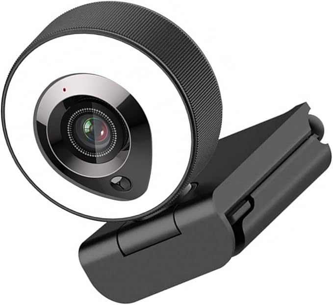 4k Auto-Focusing USB Live Webcam with Built-in Mic and Fill Light for Streaming and Video Conferencing Computer Camera for Online Meetings and Vlogging