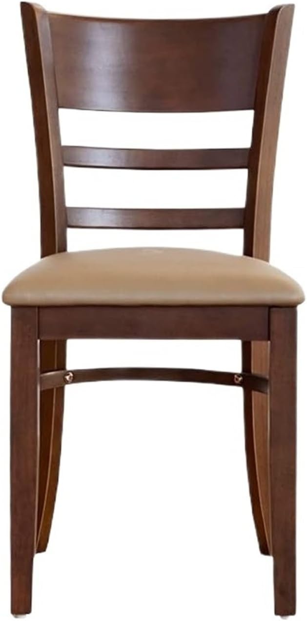 Adjustable Office Computer Chair with Armrest 1pcs Walnut Color Leather Upholstered Solid Wooden Ladder Seat Dining Chair