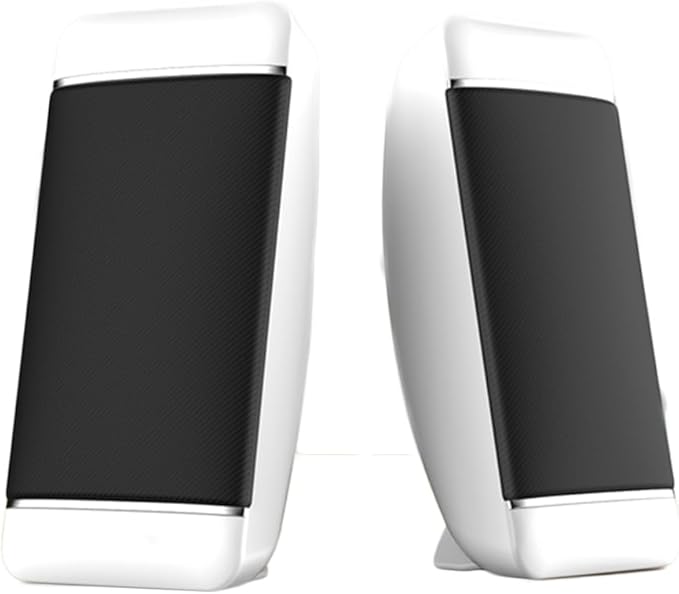 2 Pieces Wired Computer Speakers USB + AUX Mini PC Speaker for Laptop Desktop Phone 5W Audio Multimedia Loudspeaker with High Fidelity Sound (White)