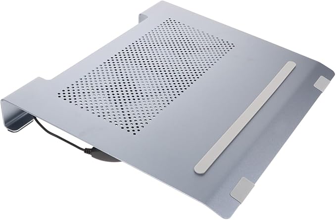 Veemoon Aluminum Alloy Laptop Cooler Fan Stand with Quiet Cooling Pad for Gaming Laptops Elevated Heat Dissipation Base USB-Powered Cooling Support for Computer Users Gray