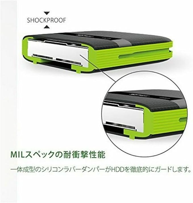 1TB Silicon Power Armor A60 Shockproof Portable Hard Drive - USB3.0 - Black/Green Edition