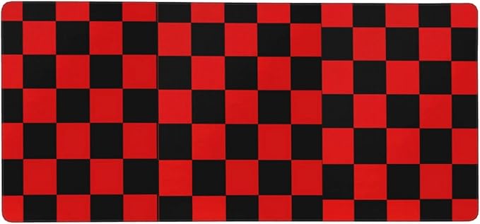 Black Red Checkered Mouse Pad Large Desk Mat for Keyboard and Mouse Non-Slip Gaming Mousepad Office Desk Accessories for Computer 35.4x15.7Inch