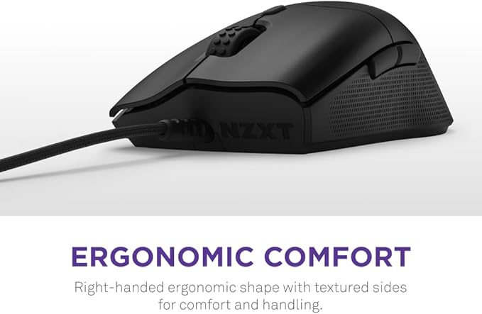 NZXT Lift 2 Ergo Lightweight Ergonomic Wired Gaming Mouse Lightweight 61 g Design 8K Polling Rate Optical Switches 26K DPI Optical Sensor 100% PTFE Feet Black
