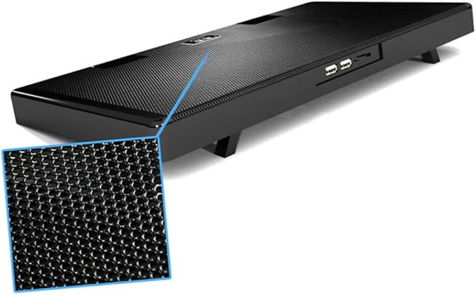 TEHAUX Laptop Cooling Pad with 5 Fans USB Cooling Device Adjustable Stand for Notebook and Gaming Laptops Black Non-Slip Base Cooler Mat