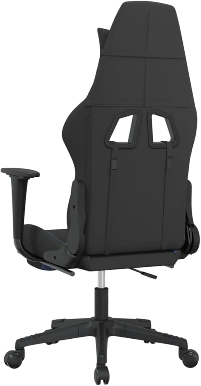 Massage Gaming Chair with Footrest Reclining Office Chair with USB Massage Function 360 Degree Swivel Adjustable Height Black and Blue Fabric for Home Office Gaming