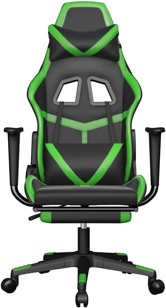 Ergonomic Gaming Chair with Adjustable Height Lumbar Support Swivel Function Footrest for Office Desk Game Room