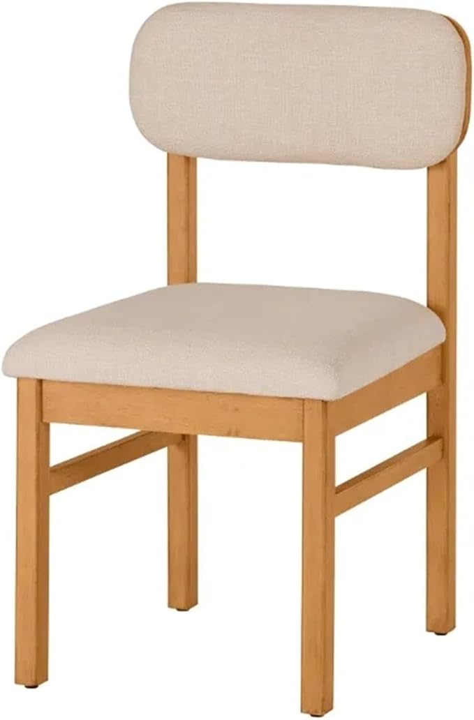 Adjustable Office Computer Chair with Armrest 1pcs Curved Backrest Solid Rubberwood Frame Dining Chairs Cream and OliveGreen Color(Cream)