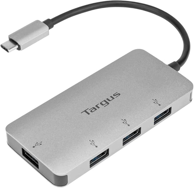 Targus USB-C to 4-Port USB-A Hub – Expand Your Connections with High-Speed Data Transfer and Universal Compatibility Laptop USB Splitter and Adapter (ACH226BT)