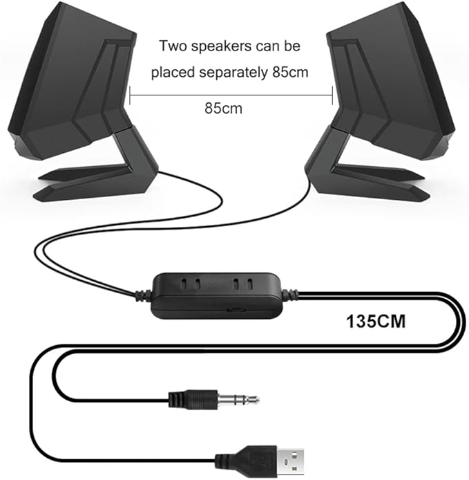 1 Pair Wired Computer Speakers USB AUX Bass Reinforcement PC Speaker for Laptop Desktop 6W 64mm Horn Audio Loudspeaker