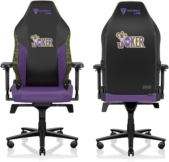 Secretlab Titan Evo The Joker Gaming Chair - Reclining - Ergonomic &amp Comfortable Gaming Chair with 4D Armrest - Magnetic Head Pillow &amp 4-Way Lumbar Support - Small - Black/Purple - Leatherette