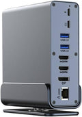 USB-C Docking Station 15 in 1 Vertical Hub with Triple Monitor Support 4K HD RJ45 1000M USB 3.0 2.0 PD 3.0 SD TF Audio 3.5mm Compatible with Pro(Gray)