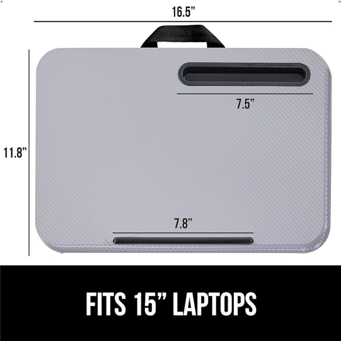 Gorilla Grip Cushion Lap Desk and Gel Memory Foam Wrist Rest Lap Desk Fits 15 Inch Laptop Comfortable Foam Wrist Rest Includes Mousepad Rest Both in Gray 2 Item Bundle