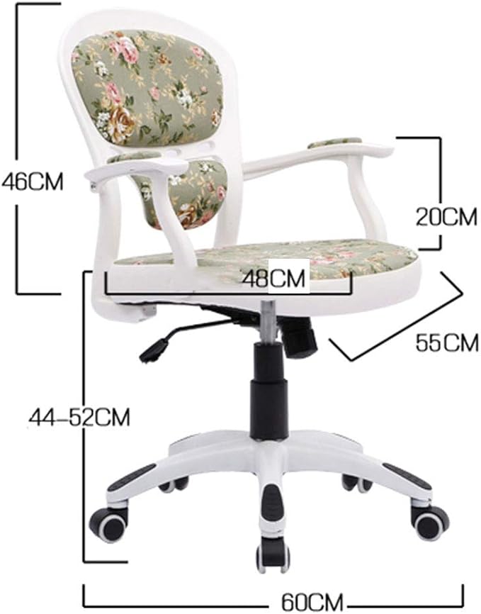 Office Chair Gaming Chair Computer Chair European Style Reclining Computer Chair Office Chair Computer Desk Fabric Floral Decoration Height Adjustabl with Fixed Armres