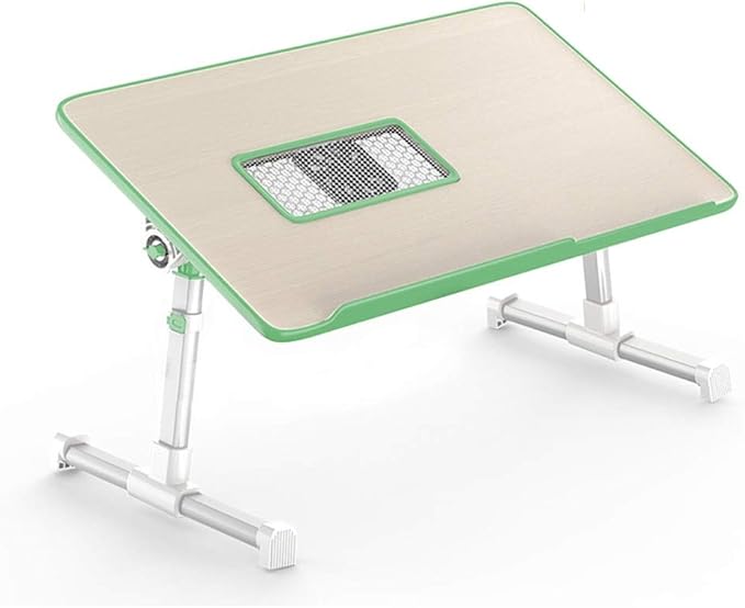 Tables Laptop with Cooling Fan - Adjustable Panel Folding Leg Chair Suitable for Bed Sofa (Green 52x30cm)