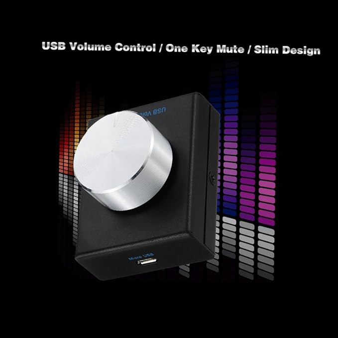 Docooler USB Volume Control PC Computer Speaker Audio Volume Remote Controller Knob with 1-Key Mute Function Support Rotation Volume Adjust for PC Laptop - Silver