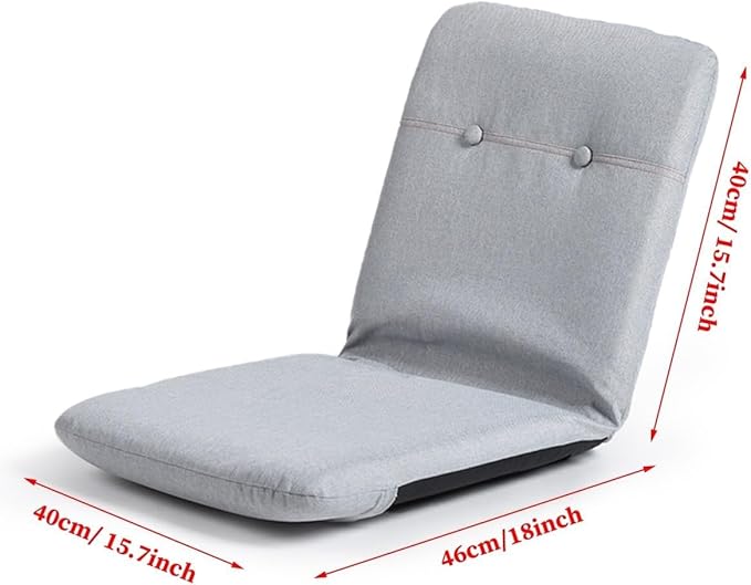 ELEFOCUS Folding Floor Chair with Back Support Meditation Chair for Outdoor Or Indoor Padded Floor Chair with 5 Adjustable Position(/Gray)