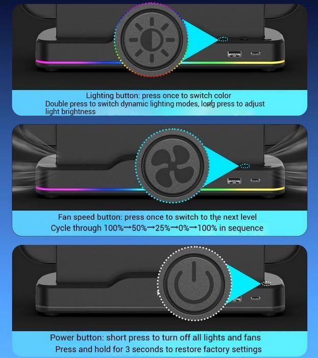 [New - 2-in-1] Cooling Base/Dust Cover for Switch 2Dual Fan Heat Dissipation Adjustable air Speed with RGB lamp USB-A 2.0 Port (Cooling Base + Dust Cover)