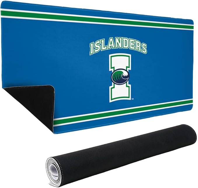 Texas A&ampM-Corpus Christi Islanders Primary Logo Stripes Large Gaming Mouse Pad Desk Mat with Stitched Edges Non-Slip Base for Gamer Home and Office 31.5 x 15.7