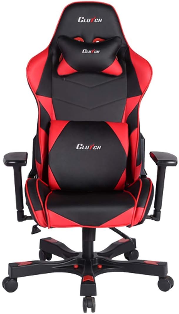 Clutch Chairz Crank Series Gaming Chair - Premium Ergonomic Design Lumbar and Head Support Pillows - Black/Red