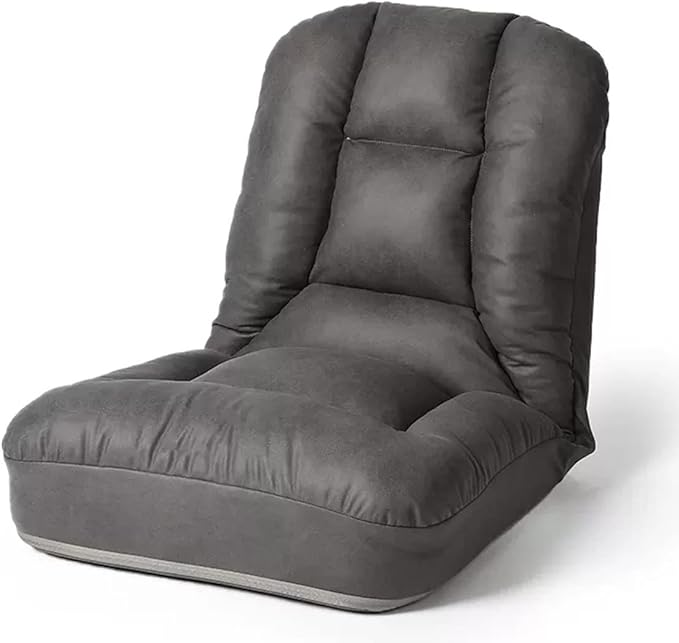 YCKEGEW Floor Bed Sofa Chair for Bedroom Portable Padded Yoga ChairAdjustable Floor Chair with Back Support Gaming Chair Meditation Chair for Adult Thick Cushion (Color : Dark Grey)