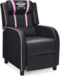 DORTALA Massage Gaming Chair for Adults Adjustable Recliner Sofa w/Footrest and Massage Function Adjustable Living Room Recliner Home Theater Seating PU Leather 330LBS Weight Capacity Pink