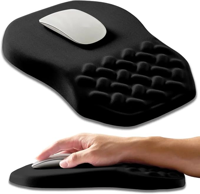 3-in-1 Ergonomic Mouse Pad Set with Keyboard Wrist Rest Support &amp Cable Organizer – Memory Foam for Carpal Tunnel &amp Pain Relief Non-Slip Base – Ideal for Office &amp Gaming – Gift Box – Blac