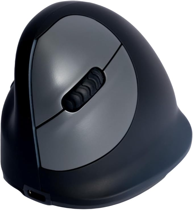 R-Go HE Ergonomic Mouse for Left Hand Bluetooth 5.0 Silent Click Vertical Design with Break Software Anti Carpal Tunnel Rechargeable Wireless Mouse for Windows/Mac Customisable Buttons Black