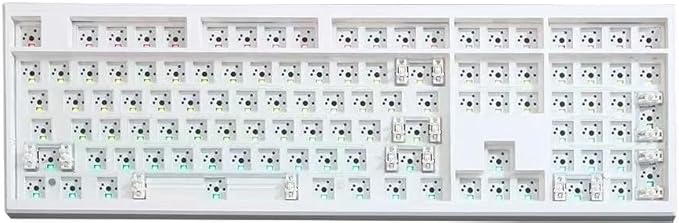 GMK108 Barebones Mechanical Keyboard KitVIA Programmable Gasket Mounted BT5.0/2.4GHz/Type-C Tri-Mode Wired Hot-Swap RGB Backlit Full Size Custom PCB DIY Mechanical Keyboard Kit(White)