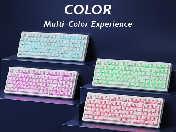 ZORNHER ZH980 Mechanical Keyboard Wireless95% White Creamy Keyboard with Number PadGaming Keyboard with Number PadShine Through Spider Web PC KeycapsCreamy Sounding Linear SwitchesFull Size