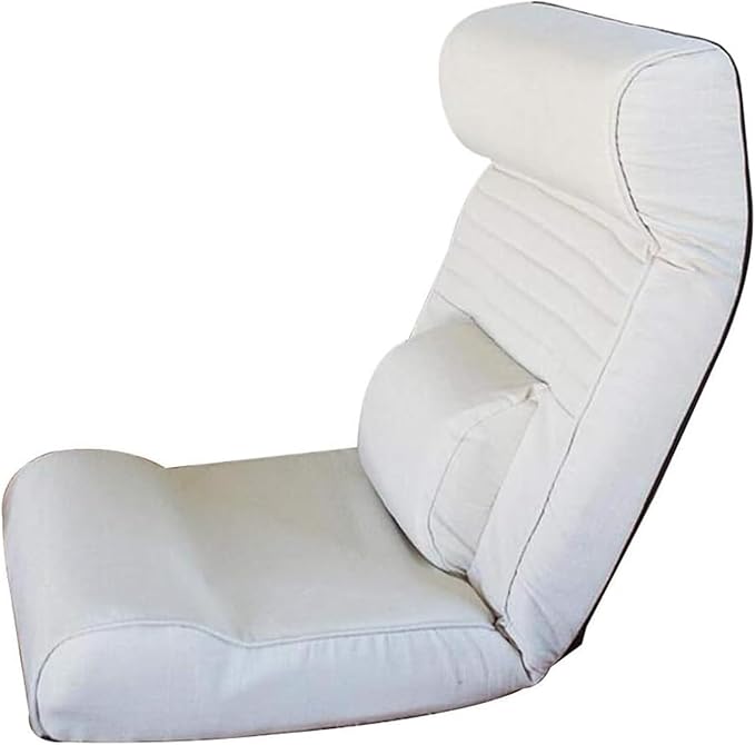 ELEFOCUS Folding Sofa Chair Folding Floor Chair Removable and Washable Computer Chair On Single Bed for Bay Window Balcony(Creamy-White)