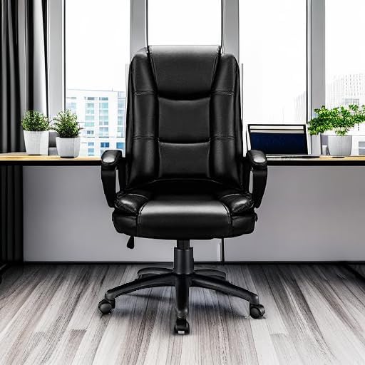 OFIKA Home Office Chair 400LBS Big and Tall Computer Chair Heavy Duty Design Ergonomic High Back Cushion Lumbar Back Support Adjustable Executive Leather with Armrest