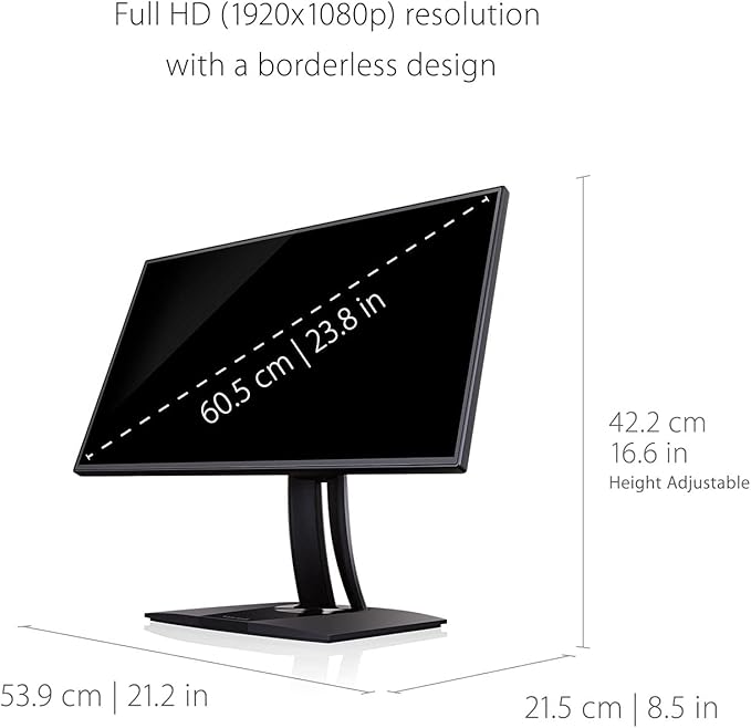 ViewSonic VP2468a ColorPro 24 inch 1080p IPS Monitor with 100% sRGB Rec 709 USB C (65W) RJ45 Color Blindness Mode Hardware Calibration for Photo and Graphic Design (Renewed)