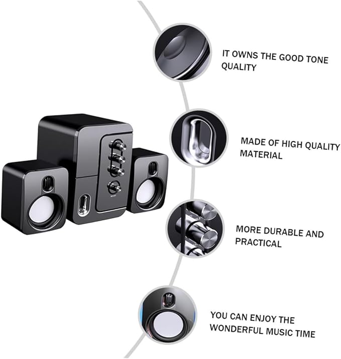 GALPADA USB Computer Speaker with 3D Surround Sound and Deep Bass Compact Black Desktop Speaker for Laptop and Home Office Use
