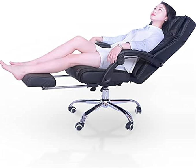 Computer Chair AErgonomic Massage Computer Chair Heated Office Chair Adjustable Swivel Work Chair PU Leather Gaming Chair with Footrest for Bedroom﻿ Office A