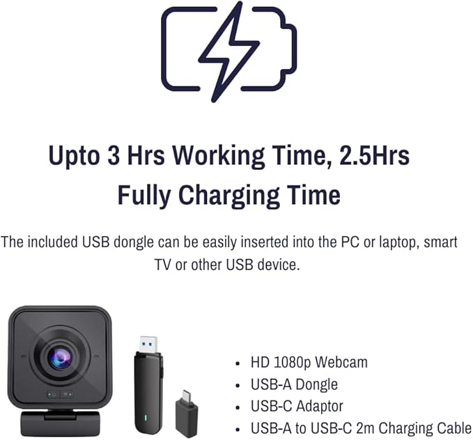 Project Telecom 1080p Wireless Webcam with Microphone – USB PC Camera for Laptop &amp Desktop Full HD Streaming Web Camera for Video Calls Zoom Remote Meetings – Plug &amp Play USB Web Cam