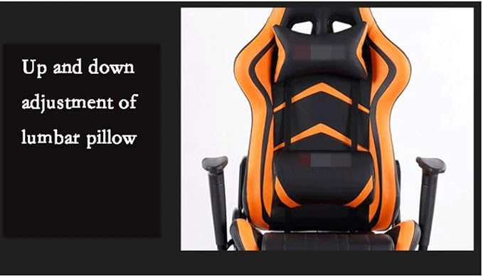 YYDS Chair Racing Style Gaming Chair Executive Ergonomic Swivel Chair with Headrest and Lumbar Pillow Lifting Handrail Esports Chair Ergonomically (Color : Orange Size : Steel feet)