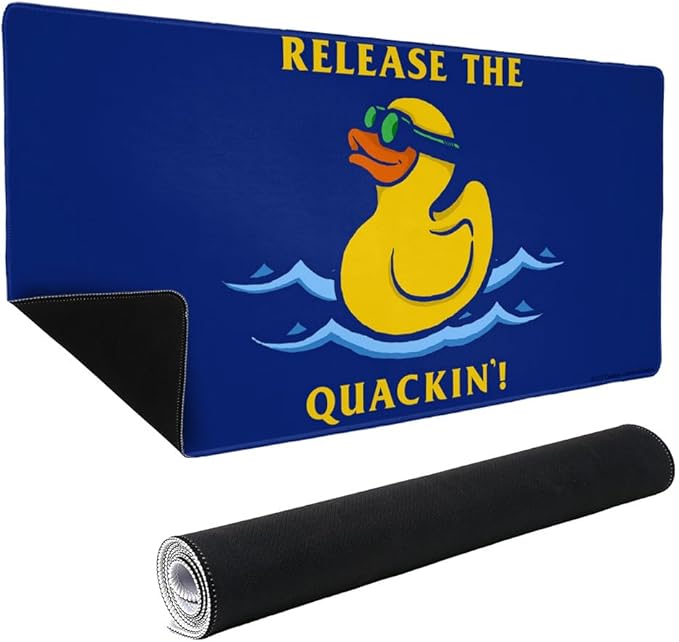Release The Quackin' Kraken Rubber Duck Funny Humor Large Gaming Mouse Pad Desk Mat with Stitched Edges Non-Slip Base